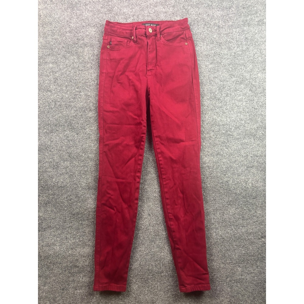 Judy Blue Skinny Jeans Women 3/26 Red High Rise Garment Dyed JB88760 C